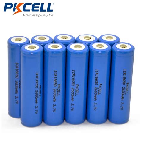 10Pcs Lot PKCELL 3 7V 18650 Lithium Battery 2600mah 3 7Volt Li Ion