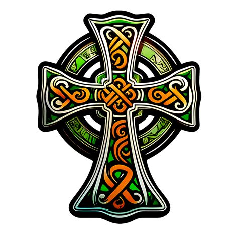 Celtic Cross With Cartoon Style Ornament Sticker 18874000 Png