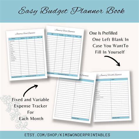 Budget Planner Book, Printable, Easy Household Budget, Budget Workbook ...