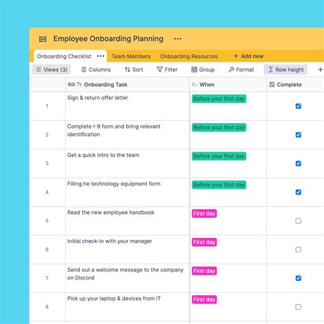 Retable | Employee Onboarding Planning Spreadsheet Template