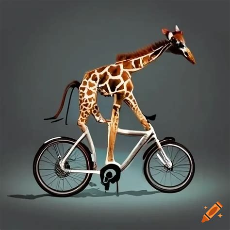 Giraffe Riding An Ebike And Checking Phone On Craiyon