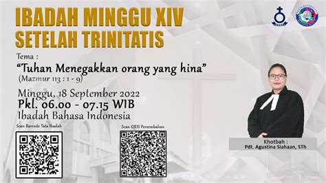 Ibadah Minggu Ke Xiv Setelah Trinitatis Minggu 18 September 2022