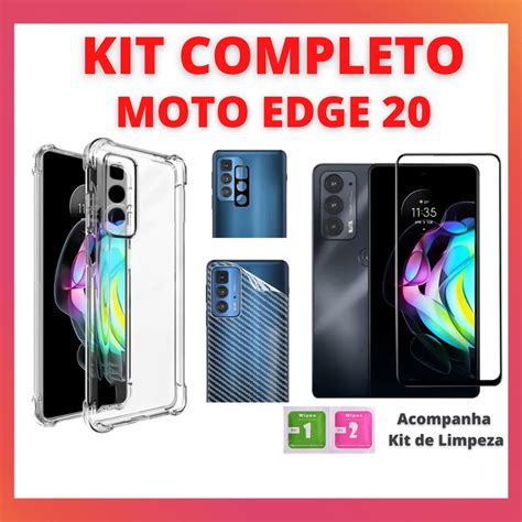 Kit Moto Edge 20 20 Lite 20 Pro Película 3D Capa Câmera 3D