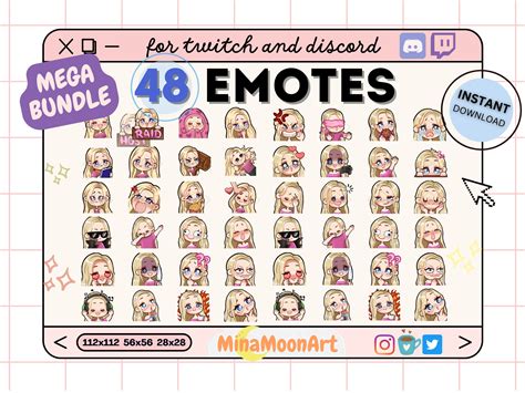 Twitch Emotes Mega Bundle Blonde Blonde Hair Girl Emotes Twitch Emote