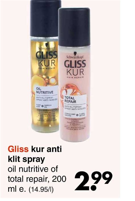 Gliss Kur Anti Klit Spray Oil Nutritive Of Total Repair Aanbieding Bij