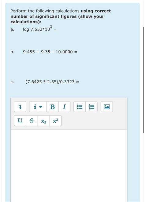 Solved Perform The Following Calculations Using Correct Chegg