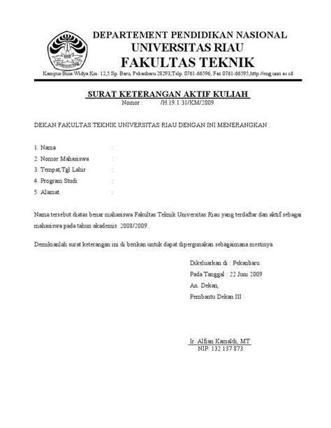 Contoh Surat Keterangan Aktif Kuliah Dan Cara Membuatnya