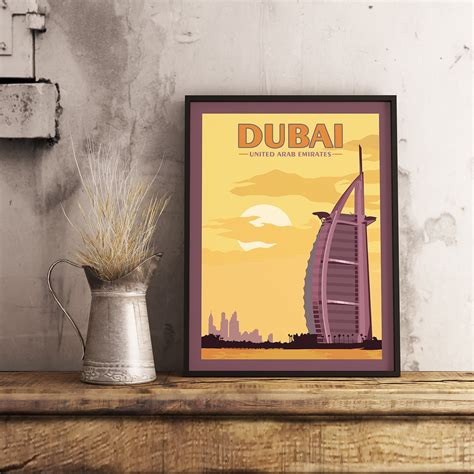 Dubai Uae Vintage Travel Poster Etsy