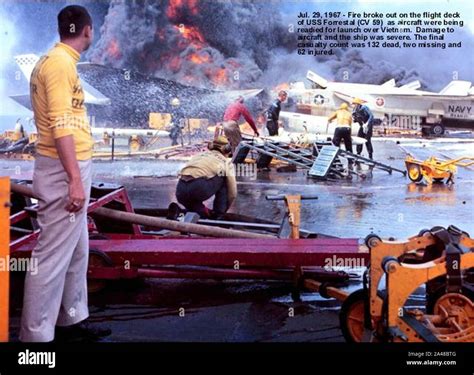 Fire USS Forrestal 1967 Stock Photo - Alamy