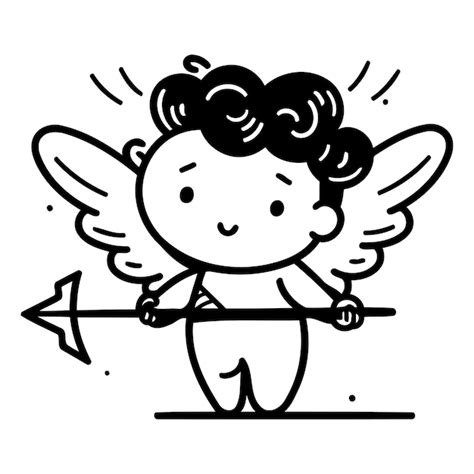 Cupidon Avec Arc Et Fl Che Illustration Vectorielle Dans Le Style De