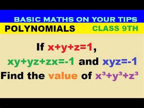 If X Y Z Xy Yz Zx And Xyz Find The Value Of X Y Z Youtube