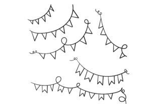 Doodle Carnival Garland With Flags Graphic By Gwensgraphicstudio