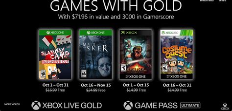 Xbox Games With Gold Announces October Lineup | News | Prima Games