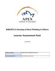 Bsbcrt Develop Critical Thinking In Others Learner Assessment Pack