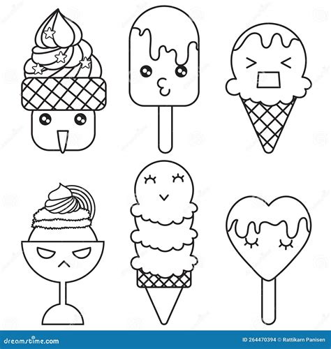 Conjunto Icecream Del Libro De Coloreado Stock De Ilustraci N