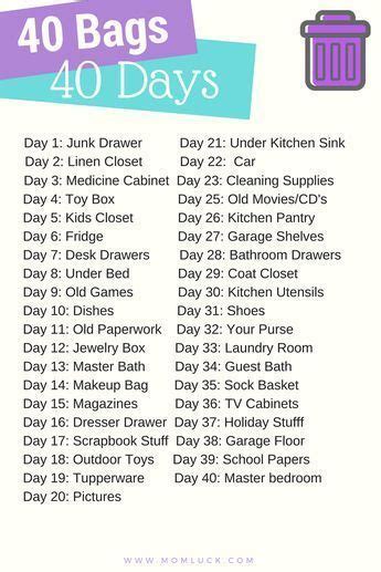 Bags In Days Free Printable Take The Challenge Cleaning Hacks