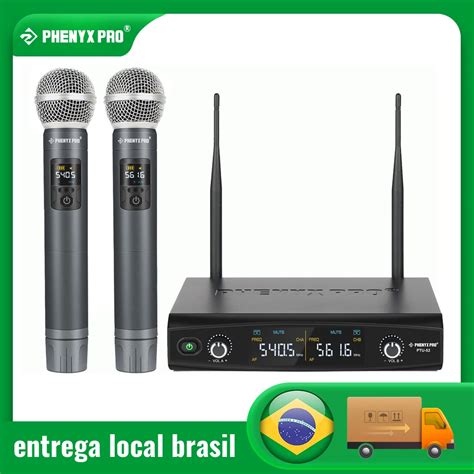 Phenyx Microfone Sem Fio Duplo Profissional Uhf Para Performance De