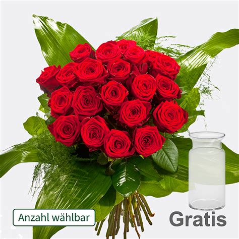 Premium Rosenstrauß mit Vase Blumen online verschicken auf FloraPrima de