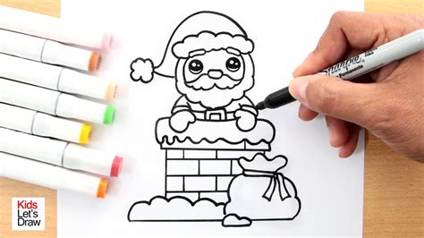 How To Draw SANTA CLAUS Entering Through The CHIMNEY With The Bag Of