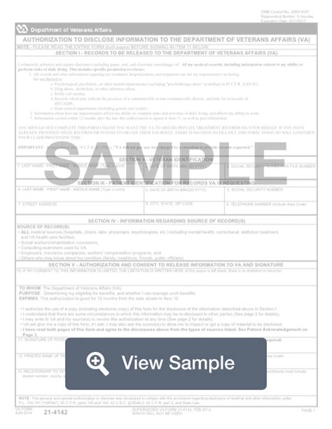 Fillable Va Form 21 4142 Printable Pdf Sample Formswift