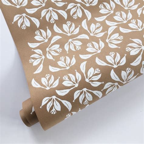 Floral Wrapping Paper White Wrapping Paper Roll Kraft