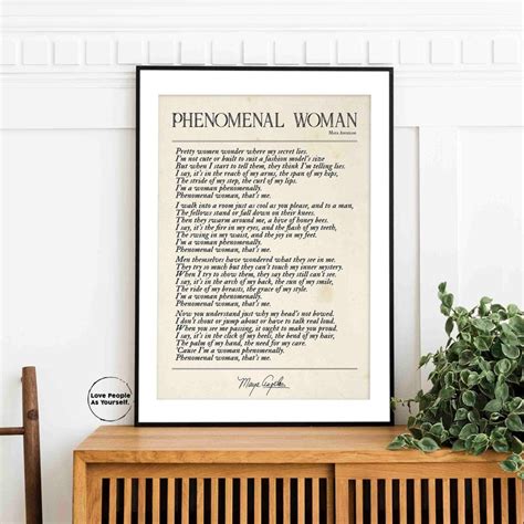 Phenomenal Woman Poem Maya Angelou Poster Print Etsy