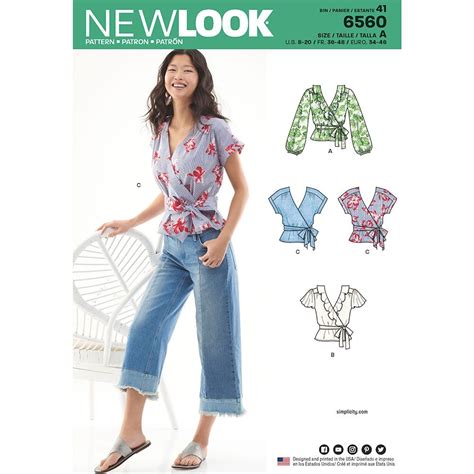 Misses Wrap Tops New Look Sewing Pattern 6560 Sew Essential