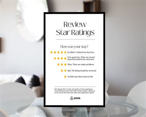 Airbnb Sign Minimalist Template Canva Review Star Rating Etsy