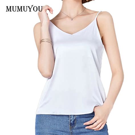 Women Spaghetti Strap Camisole Satin Silk Cami Strappy Sexy Top V Neck Sleeveless Casual Vest