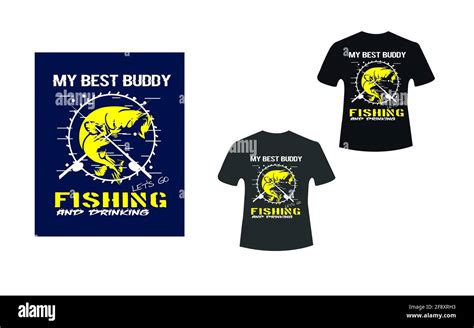 Fishing and drinking t shirt vector design. black and blue color t shirt design with fishing and ...