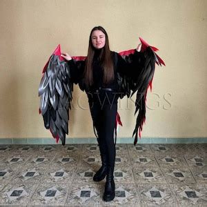 Red Demon Wings, Devil Costume, Black Fallen Angel, Lucifer Wings Cosplay Bird Red Black Wings ...