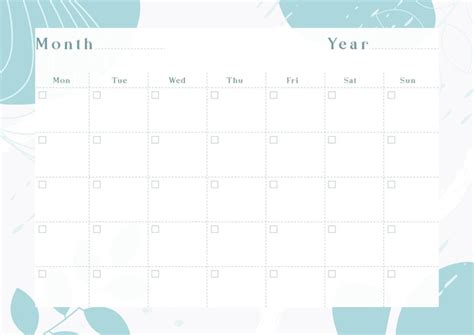 Plantilla De Calendario Planificador Mensual Vector Premium