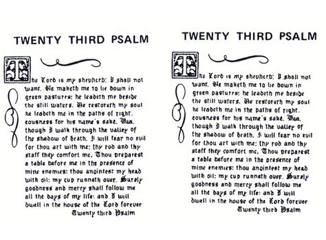 Twenty Third Psalm In Gold Or Black Item 98 Psalms The Twenties Lord Is My Shepherd