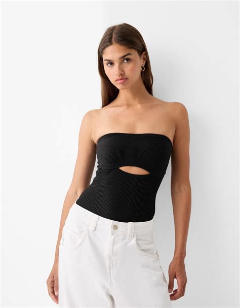 Bandeau Cut Out Bodysuit Women Bershka