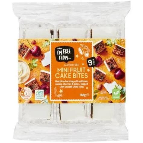 Coles I’m Free From Mini Fruit Cake Bites 9 Pack 168g Gluten Free Products Of Australia