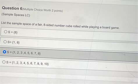 Solved Question 6 Multiple Choice Worth 2 Points Sample Spaces LC