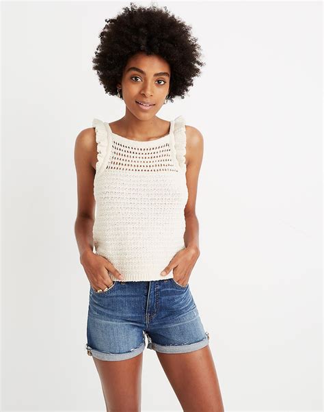 Ruffled Crochet Sweater Tank Sweaters Madewell Sweater Crochet