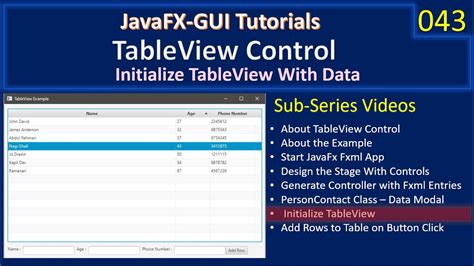 TableView Part 7 Initialize TableView JavaFx GUI Tutorial 43