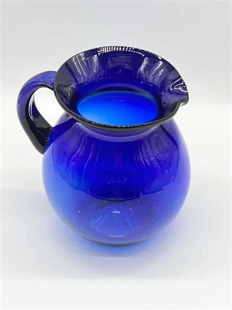 Hand Blown Cobalt Blue Pitcher EstateSales Org