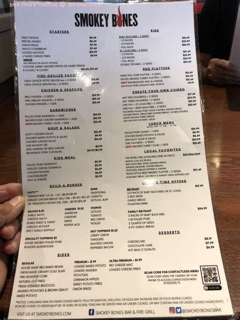 Online Menu of Smokey Bones Bar & Fire Grill Restaurant, Springfield ...