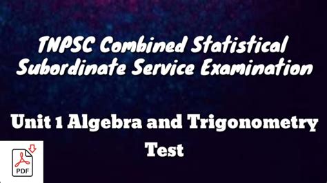 Tnpsc Cssse Unit 1 Algebra And Trigonometry Test Achieveyour