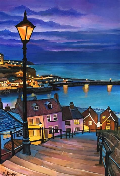 Whitby Top Of The 199 Steps Fine Art Giclee Print From Original Artwork