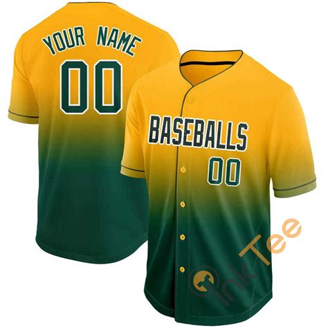 Custom Gold Green White Fade Baseball Jersey Inktee Store In 2021