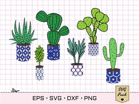 Cactus Pots Svg Bundle Succulent Svg By Svgpouch Thehungryjpeg