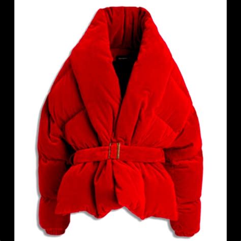 Azalea Wang Jackets Coats Azalea Wang Velvet Red Wrap Puffer