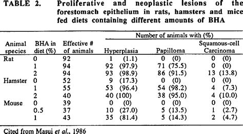 Table From Quantitative Cancer Risk Analysis Of Bha Based On