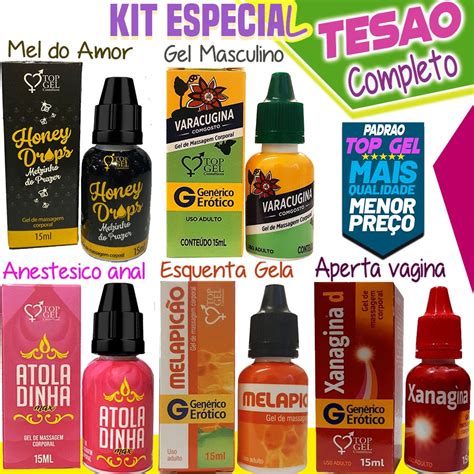 Kit Tesão Total sexy 5 Produtos Géis Especiais Eróticos sex shop top