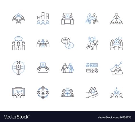 Management meeting outline icons collection Vector Image