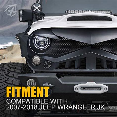 Xprite Matte Black Front Grille Grid Grill W Mesh Compatible With Jeep