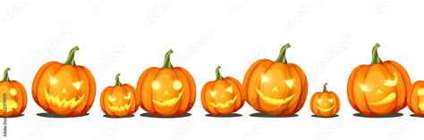 Vector Horizontal Seamless Background With Jack O Lanterns Halloween